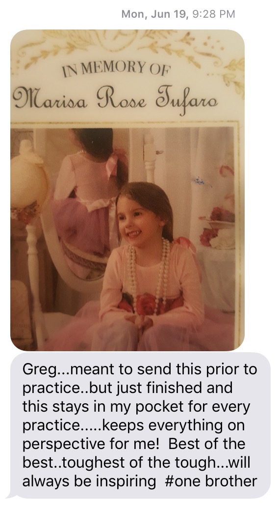 Screen grab of text message Casey sent to Greg reprinted with Coach Ransone's permission